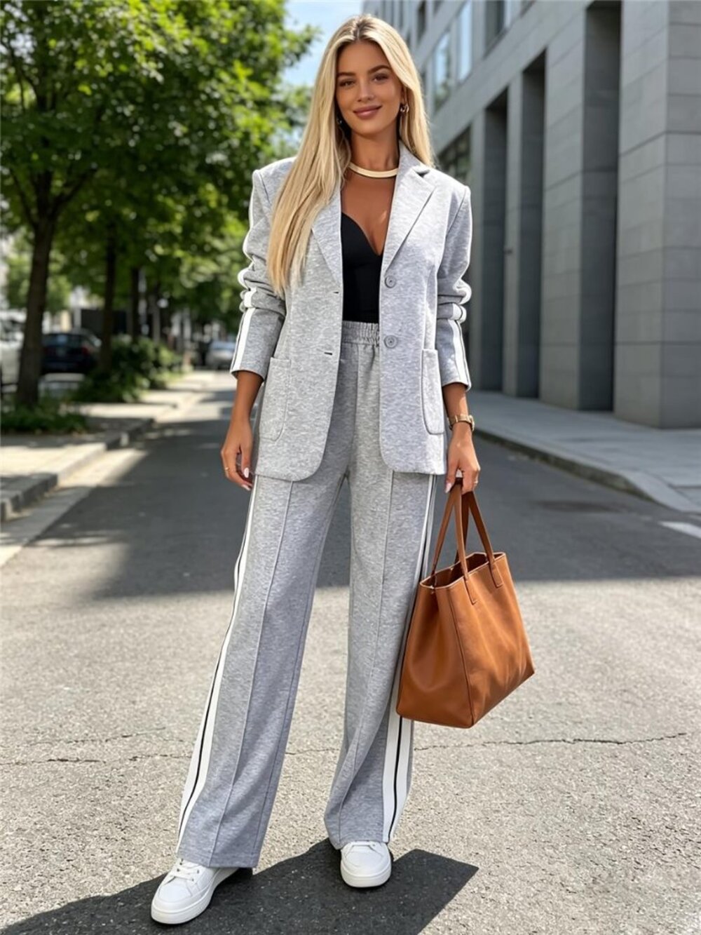 NWT Business Casual Chic Pants Set - Gray - Picture 3 of 7